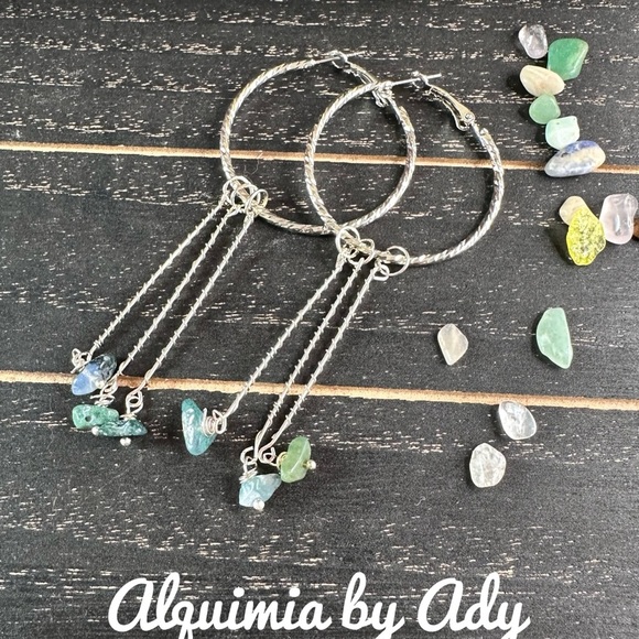 Alquimia Green and Silver Chain Earrings - Picture 1 of 1